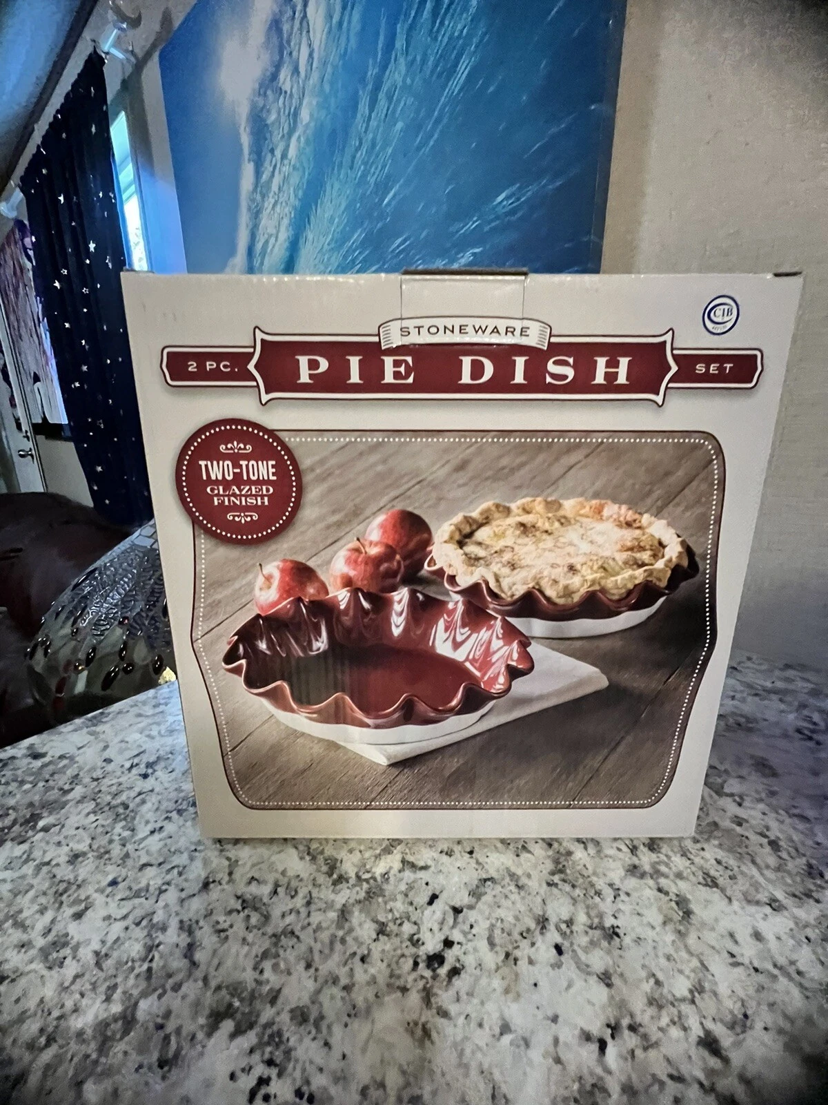 New 2 Red Stoneware Pie Pans With Ruffled Edges Set