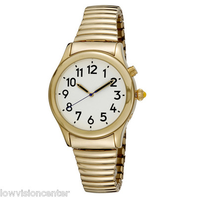 Men's Gold Tone Talking Watch White Face - Choice of Voice Male & Female