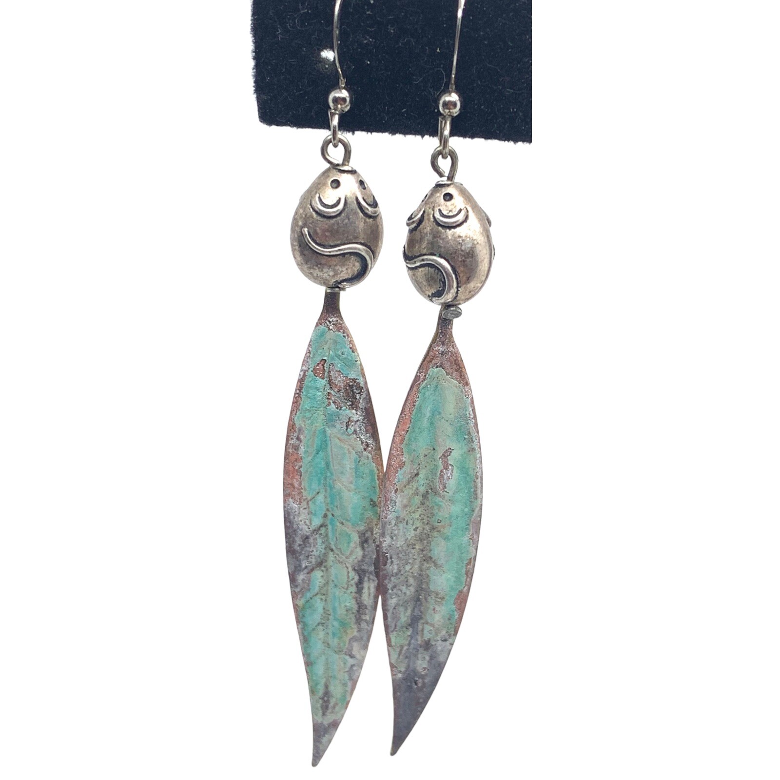 hand crafted copper sterling silver earrings - image 3