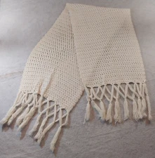 White Knit Shawl Wrap Scarf Tasseled
