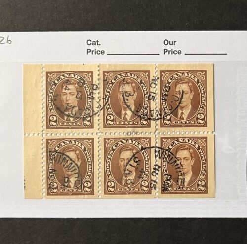 CANADA SC#231b  booklet pane 2c Brown KGVI Mufti issue. Winning Cancel Used. - Photo 1 sur 1