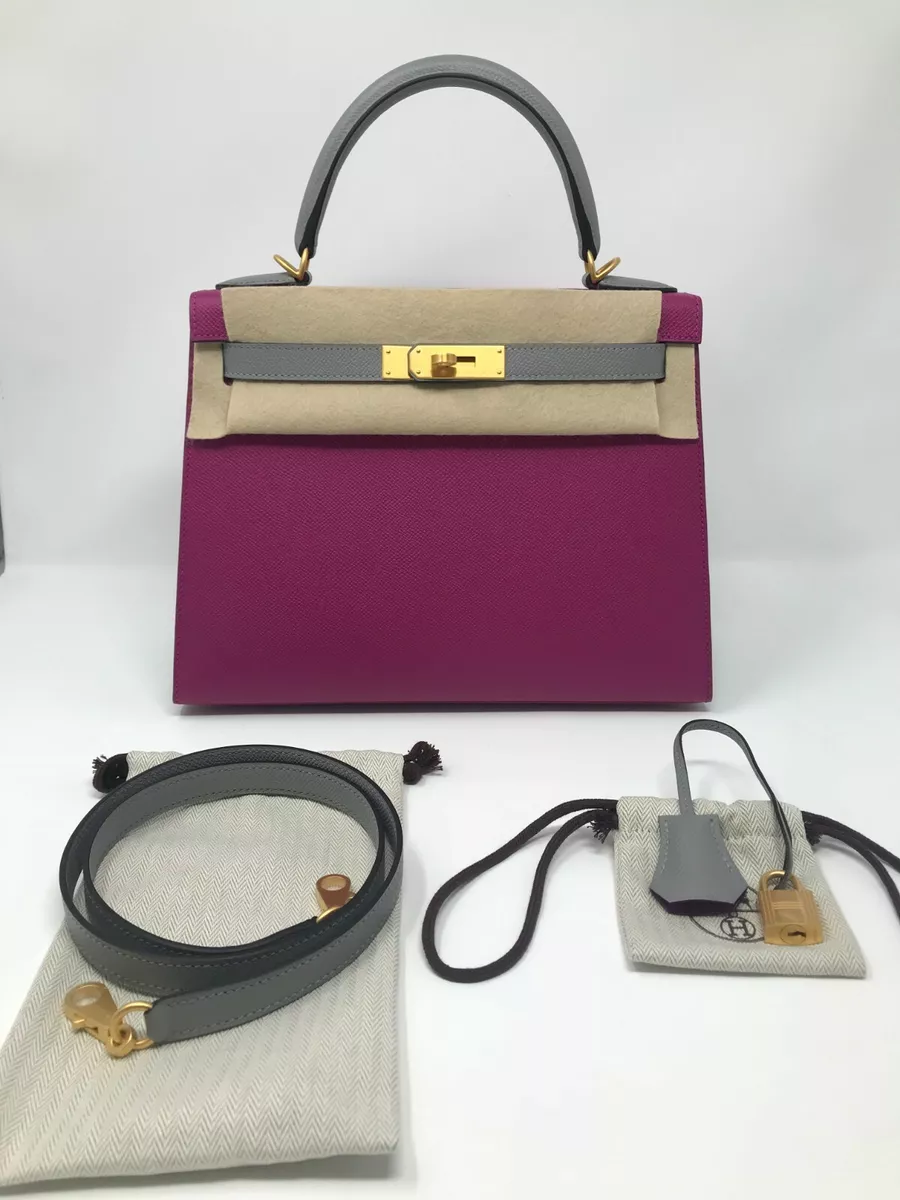 Hermes Kelly Handbag Bicolor Epsom with Brushed Gold Hardware 28 Multicolor  210352151