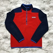 Vineyard Vines Quarter Zip Fleece Pullover Men's Sweater Size S Navy Blue Red