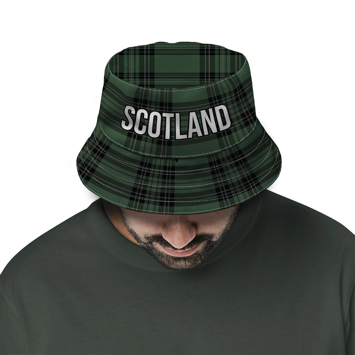 British Made Gifts Football Bucket Hat Scotland Green Tartan Fisherman Hat