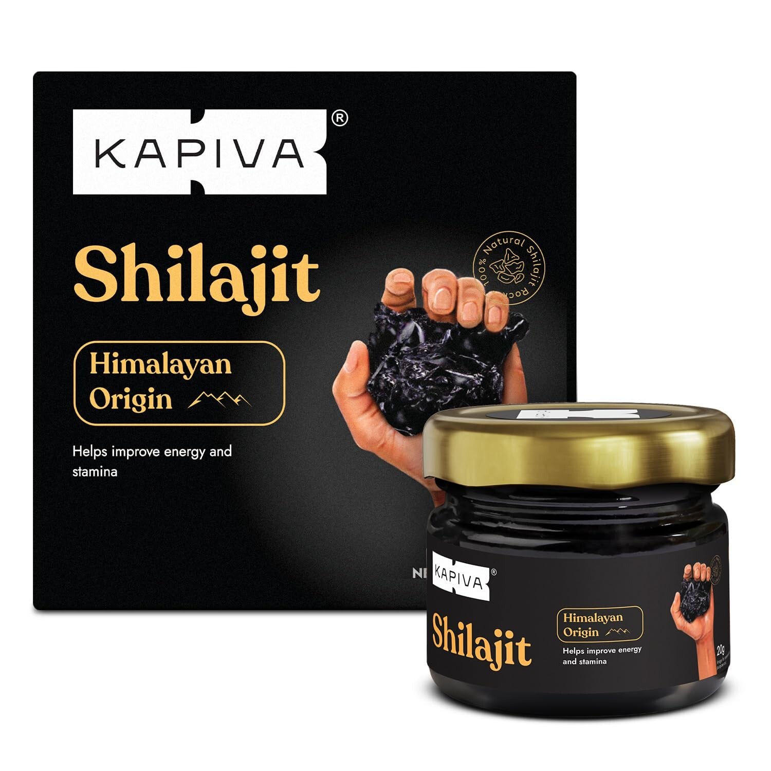 Kapiva Pure Himalayan Shilajeet Resin 20g for Energy Stamina & Vitality Boost