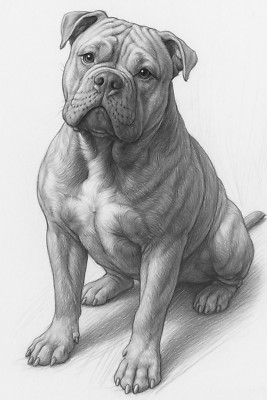 Bully Hund Zeichnung Poster Druck gerahmte Leinwand Wandbild