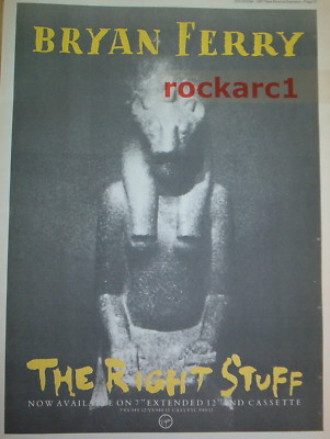 BRYAN FERRY The Right Stuff 1987 UK Poster size Press ADVERT 16x12 inches