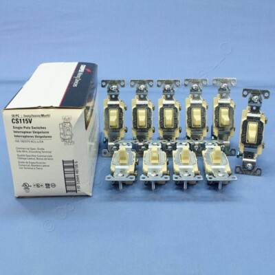 10-Pack Cooper Wiring CS115V Commercial Grade Ivory Toggle Switch 15A 120/277V