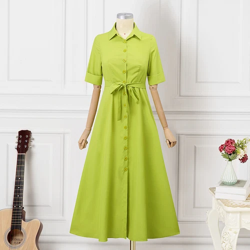 Robe maxi chemise boutonnée col V femme Royaume-Uni manches courtes OL robes longues - Photo 10/18