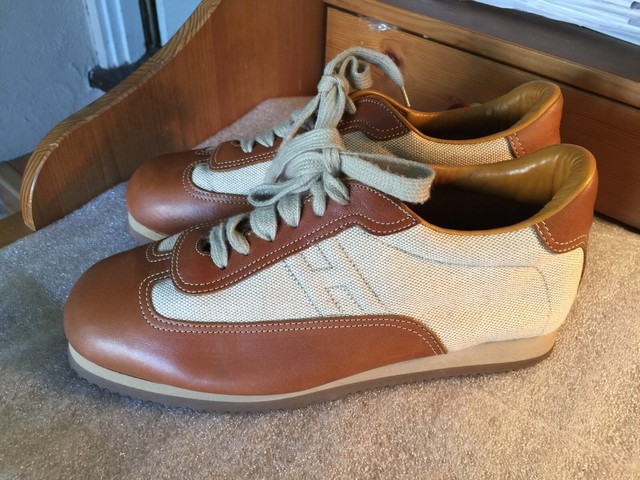 HERMES BROWN $960 SNEAKERS ATHLETIC WALKING SHOES SIZE 8 US 9.75