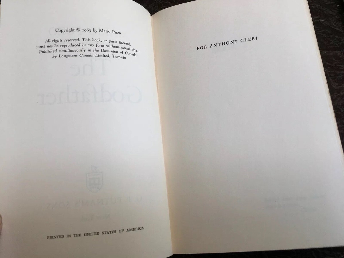 THE GODFATHER By Mario Puzo, First Edition 1969 Hardcover No Dust