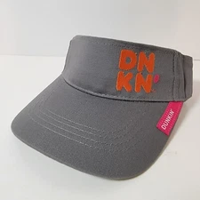 New DNKN' Dunkin Donuts Embroidered Visor Hat Grey One Size Fits All 