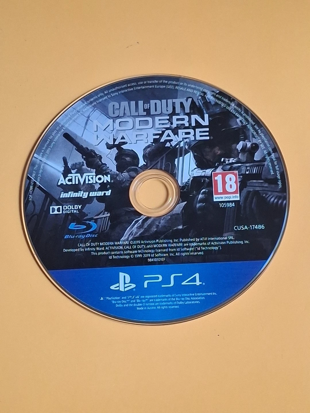 CD ONLY - PS4 Loose Sony PAL PlayStation 4 Call Of Duty Modern Warfare