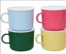 NEW Microwave 20oz Coffee Mugs Cups Bowls w Lids Dishwasher Safe SOUP  Set of 4