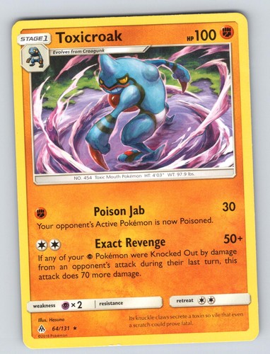 Toxicroak 64/131 Rare Forbidden Light Pokemon MODERATELY PLAYED