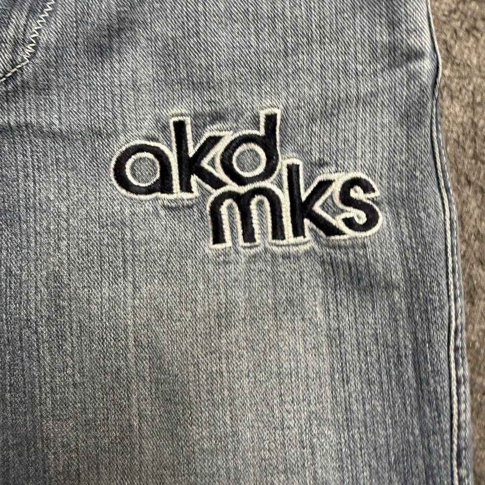 Akademiks Jeans Kids 8 Blue Baggy Wide Leg Skater Y2K 90s Hip Hop Embroidered - Image 2 of 4