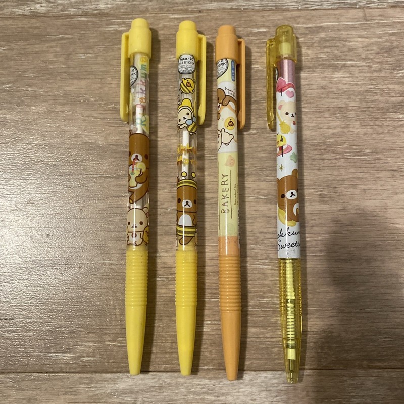 4x Rilakumma Bakery Bee yellow pens NEW stationary writing set 