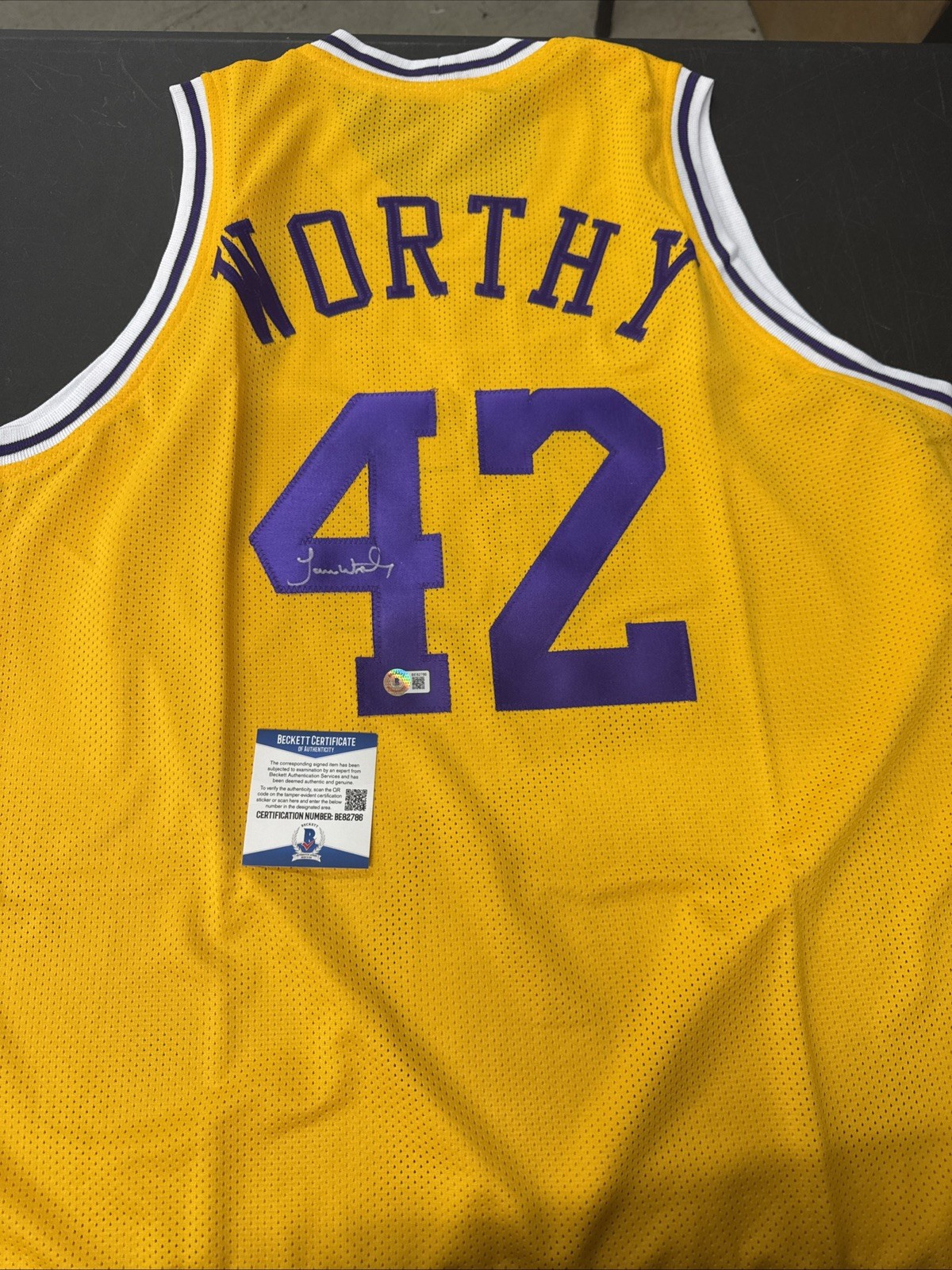 James Worthy Autographed Signed Los Angeles Lakers Auto Custom Jersey Beckett Wit BAS COA 