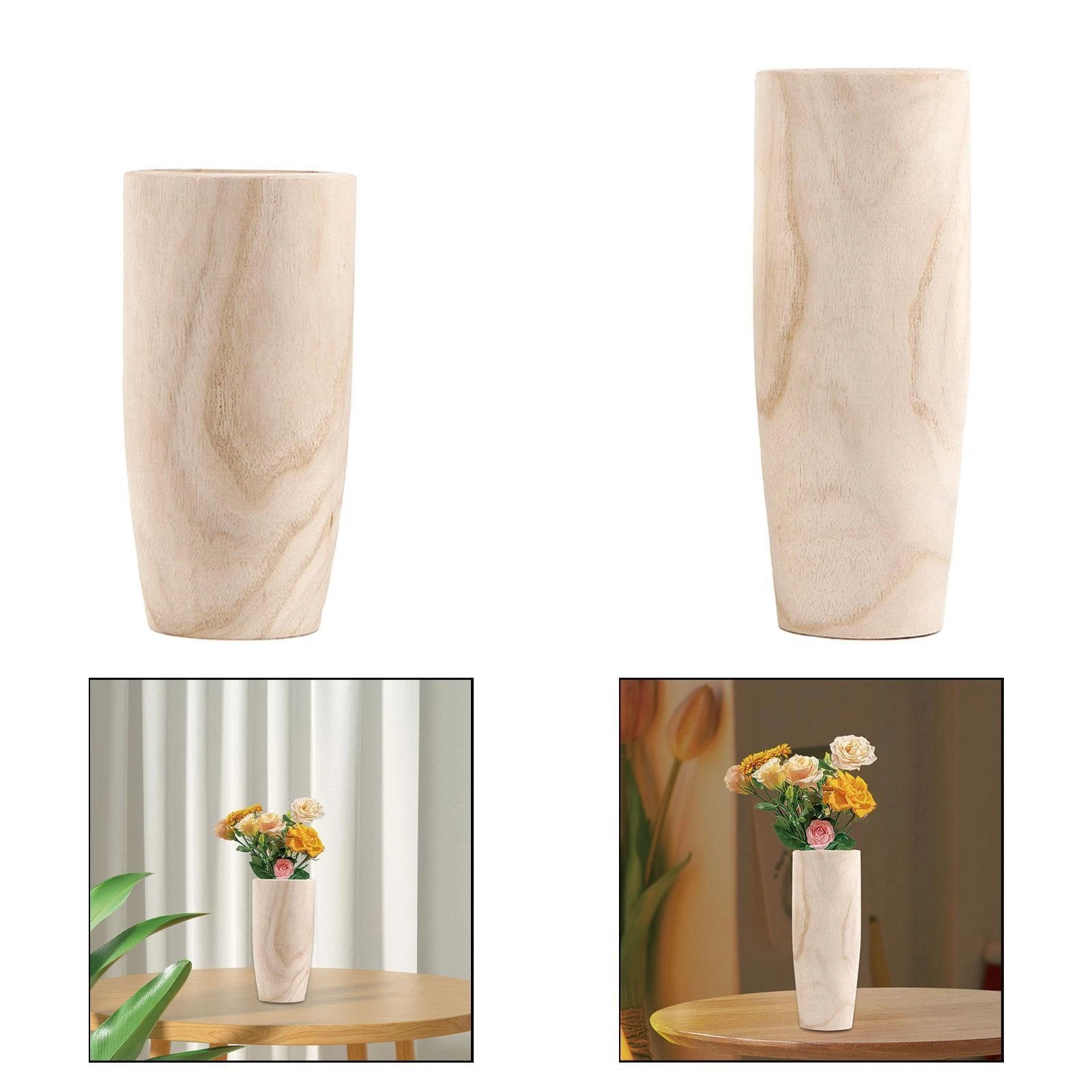 Wooden Vase Jar Lightweight Decorative Tabletop Decoration for Bedroom