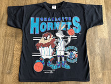 Vintage 1994 NBA Charlotte Hornets X Looney Tunes Taz Bugs Kids T shirt USA