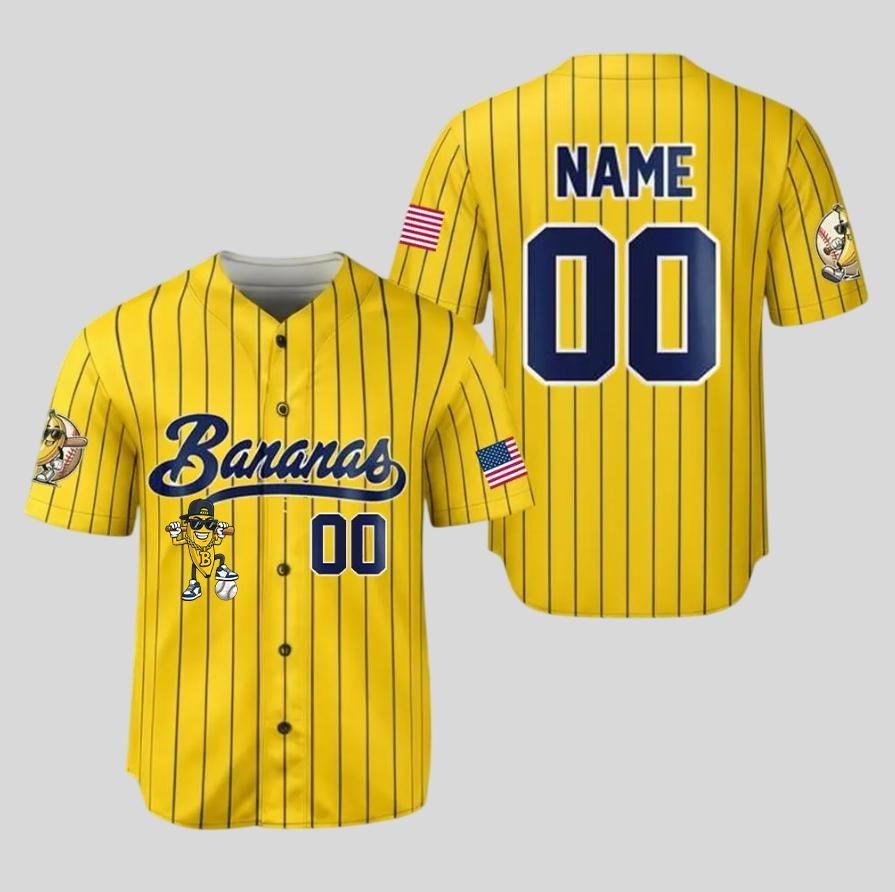 New Savannah Bananas Jersey Custom Yellow Baseball Sports Full