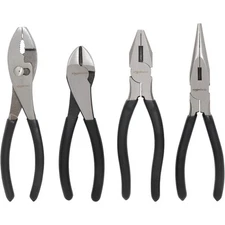 Pliers Set, Hand Tools for Precision, Set of 4, Black and Silver