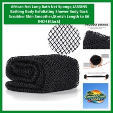 Luxurious African Net Long Bath Sponge: Exfoliating Shower Scrubber, 66'' Black