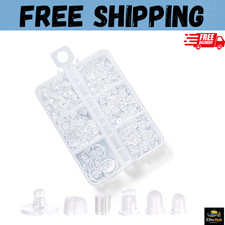 6 Styles Silicone Earring Backs for Studs, 600 Pcs Clear Soft Earring Backings H
