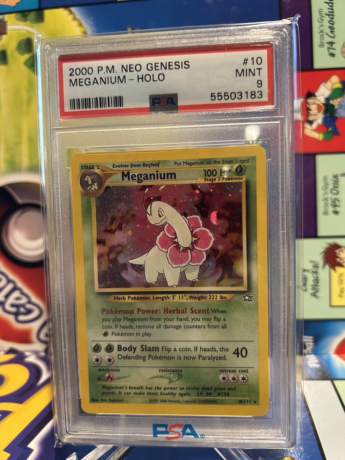 Pokemon Meganium Neo Genesis Unlimited Holo Rare #10 PSA 9 Mint