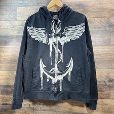 Rothco Full Zip Y2k Wing Anchor Eagle Full Zip hoodie Mens Size XL Black 