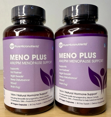 2 bottles Meno Plus Menopause Support Relief Pure Micronutrients Capsules