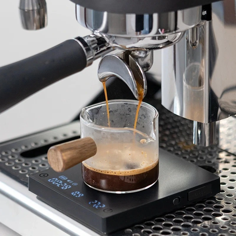Black Mirror Mini Coffee Scale Espresso Pour Over Timer Flow Rate Pad