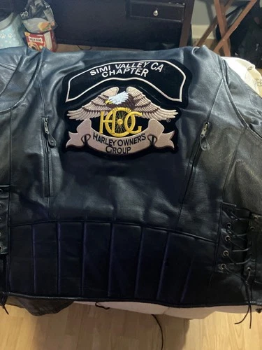 Vintage 1980-90s Harley Davidson Owners Group Pomona Valley Leather USA Size 48 image 2