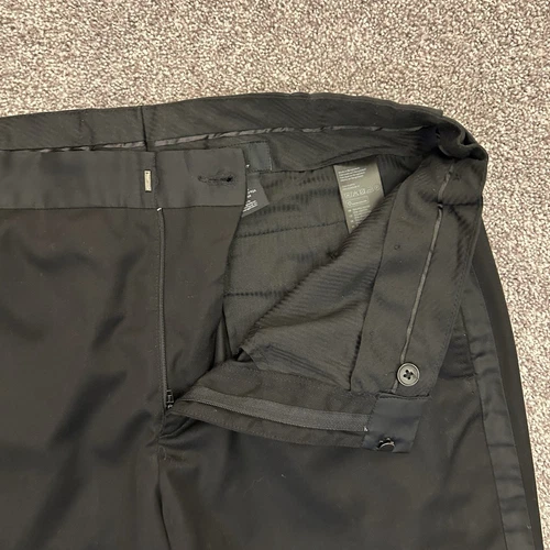 H&M Men's Slim Fit Side Stripes Chino Dress Black Pants Adjustable Size 36 R - Picture 4 of 17