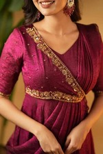 PRE DRAPED SAREE ANARKALI GOWN WOMEN PAKISTANI SUIT SALWAR KAMEEZ EID OUTFIT