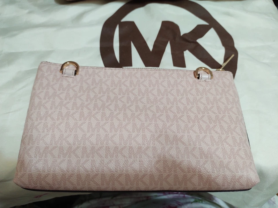 Set- Michael Kors "XLarge" Pink Monogram Front And Back Pocket Tote Bag & Wallet - Image 4 of 4