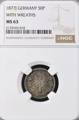 Germany 50 Pfennig 1877 J.NGC MS63
