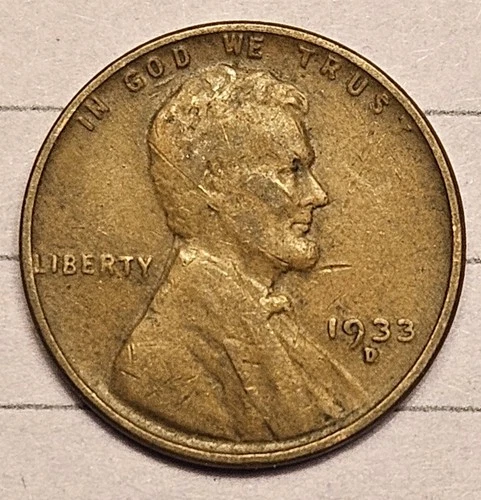 1933-D Lincoln Wheat Cent ~ Semi-key Date J