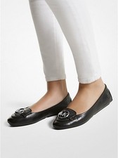 MICHAEL KORS Lillie MK Silver Logo LEATHER Black WOMEN S Size 11 NWOBOX