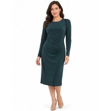 Lauren Ralph Lauren Ruched Sheath Midi Dress Women Size 10 Teal Sequin