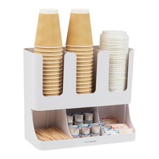6-Compartment Coffee Condiment Organizer for Breakroom Cup Storage, White