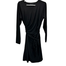 Eloquii Black Long Sleeve Side Tie Midi  Dress Size 14
