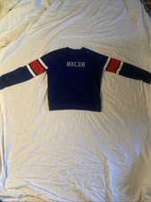 Boys Nike Air Navy blue sweater w/ref and white stripes on each sleeve .Youth XL