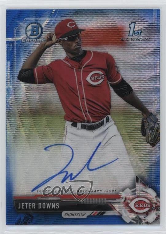 2017 Bowman Draft Chrome Pick Blue Wave Refractor 131/150 Jeter Downs Auto 13iq