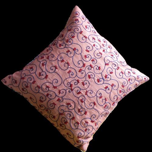 Handmade Embroidered Kantha Stitch Throw Pillow Cover Cotton Silk AB-PC17 - Picture 1 of 4