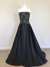 Montage Black/Silver Beaded Strapless Ballgown  3/4 Sleeve Jacket Size 14