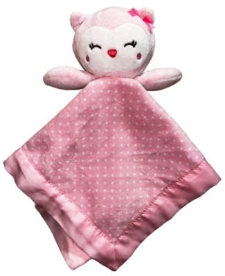 Carter's Child Of Mine Pink White Dots Owl Baby Lovey Security Blanket Rattle
