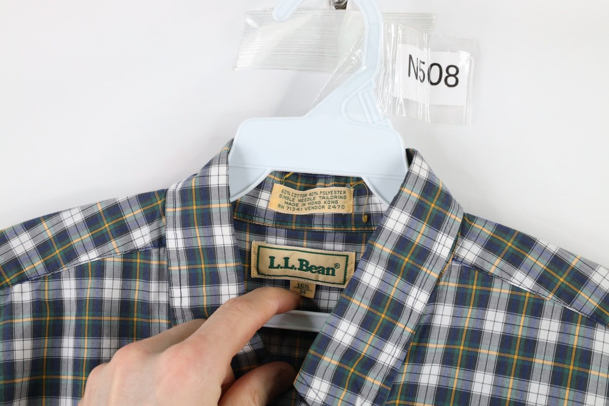 Vtg 90s LL Bean Mens 16.5 34 Single Needle Tailoring