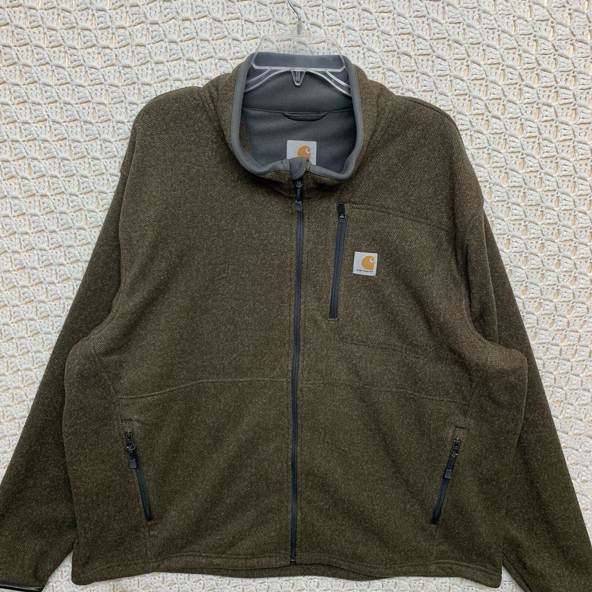 Carhartt F19 Jacket Mens 2XL Regular Brown Full Zip Fleece