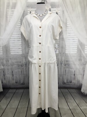 London Times Size 12 Solid White Linen Button Down Shirt Dress Midi Modest B18 | eBay London Times Size 12 Solid White Linen Button Down Shirt Dress Midi Modest B18 | eBay